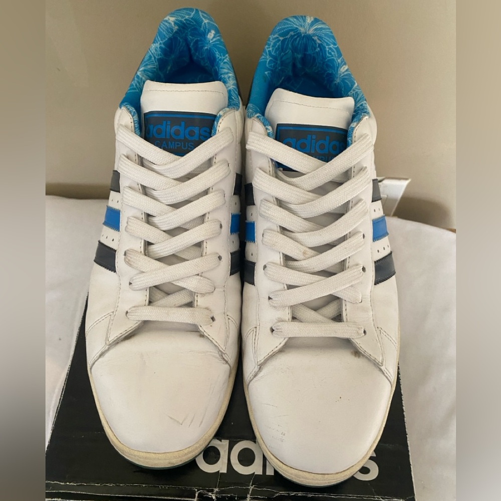 Adidas White and Blue Campus Shoes